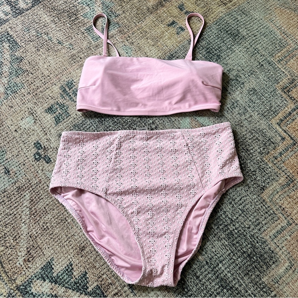 Old Navy Lilac Purple Eyelet Two Piece Swim sz L